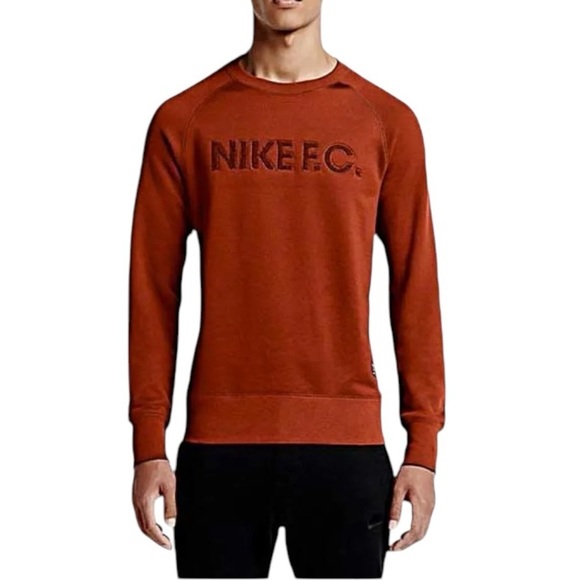 Nike F.C. AW77 1994 Long-Sleeve Crew Mens Sweatshirt. Burnt Orange Size S #1440 - Picture 1 of 10